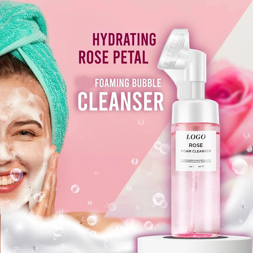 PRIVATE LABEL, Wholesale Luxury PREMIUM Quality Pre-Filled 200 Pcs Korean Vegan Amino Acid Cleansing Mousse Remove Makeup Moisturizing Face Wash Rose Foaming Facial Cleanser