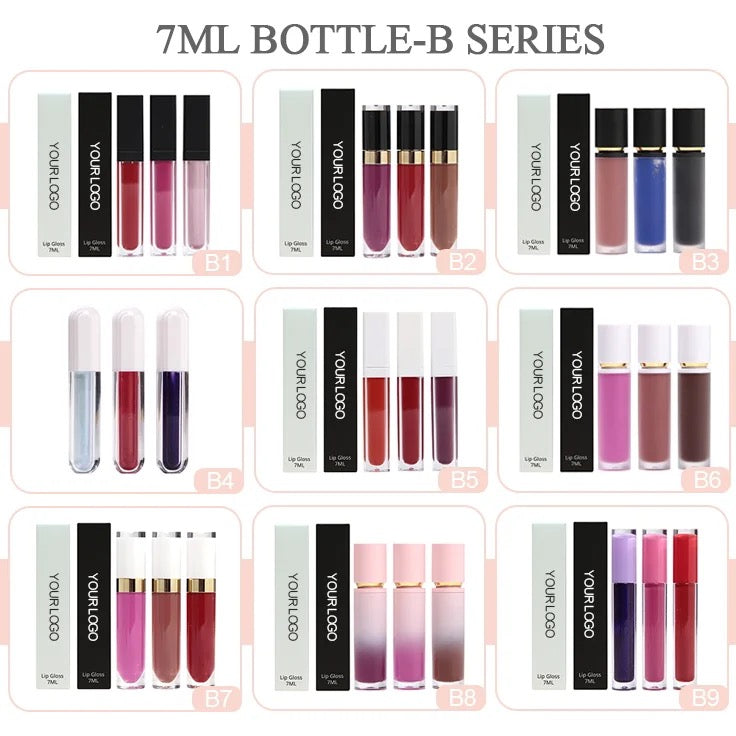 PRIVATE LABEL, Wholesale Luxury PREMIUM Quality Vegan, Cruelty Free Non-Sticky High-Shine Shimmer  Glossy Juicy Lipgloss/ Matte Liquid Lipstick Sheer Finish 6 pcs Lipgloss Lip Kit. 98 Shades