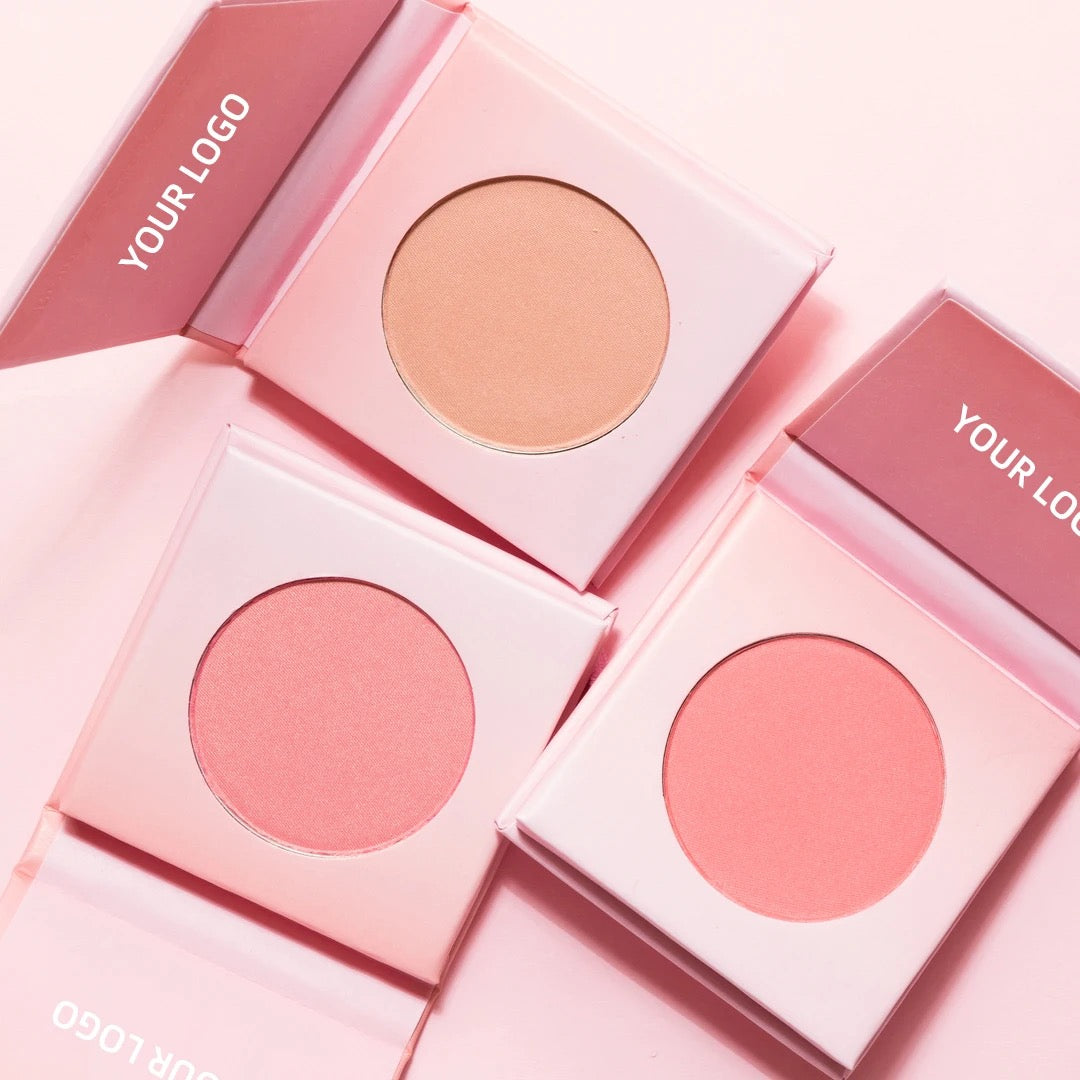 PRIVATE LABEL, 100pcs Wholesale Luxury PREMIUM Quality Vegan, Cruelty Free Custom Cute Pink Square Inner Round Pressed Powder High Pigmented Single Blush/ Contour Bronzer Palette 20 Shades