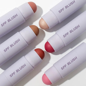 PRIVATE LABEL, 100pcs Wholesale Luxury PREMIUM Quality Vegan, Cruelty Free, Waterproof Purple Tube 3-in-1 SPF Peachy Cheek High Pigment Blush Sticks