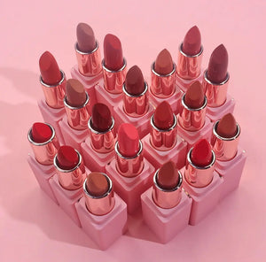 PRIVATE LABEL, 100pcs Wholesale Luxury PREMIUM Quality Vegan, Cruelty Free Pink Mirror Waterproof Long Lasting Moisturizing/Matte Lipstick Cream Nude Velvet Lipstick 48 Shades