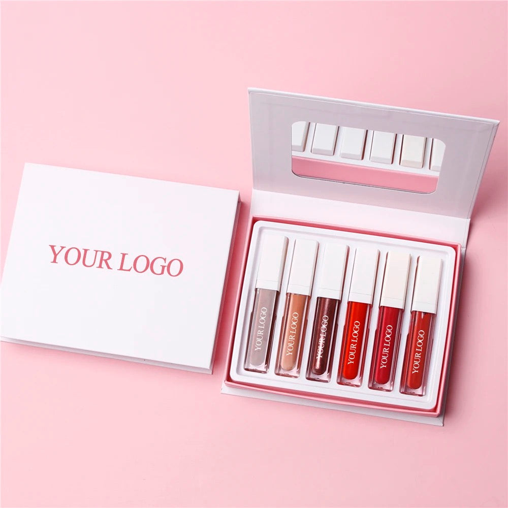 PRIVATE LABEL, Wholesale Luxury PREMIUM Quality Vegan, Cruelty Free Non-Sticky High-Shine Shimmer  Glossy Juicy Lipgloss/ Matte Liquid Lipstick Sheer Finish 6 pcs Lipgloss Lip Kit. 98 Shades