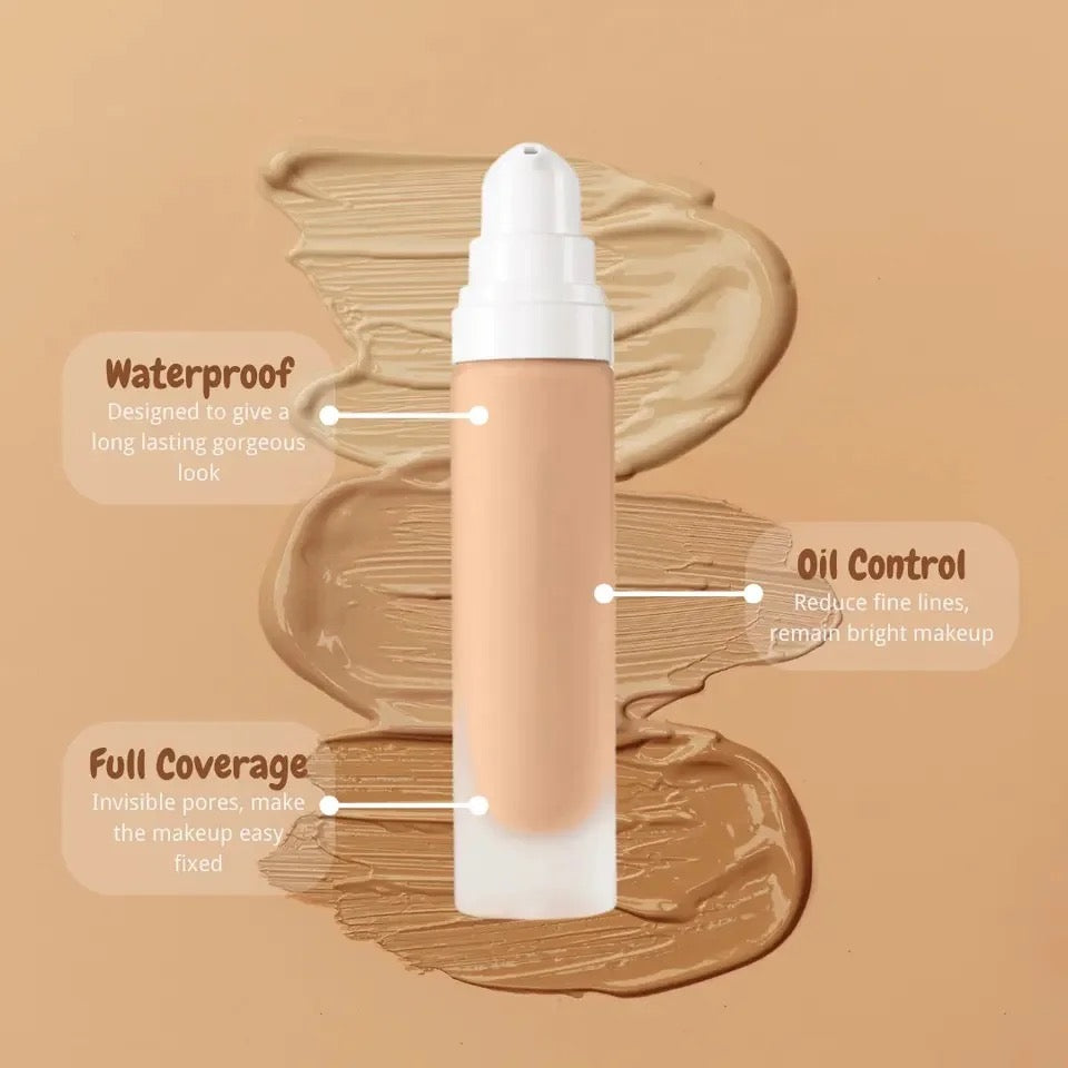 PRIVATE LABEL, Wholesale 100 Pcs Luxury PREMIUM Quality Vegan, Cruelty Free White Pump Bottle Matte Cream Foundation 30ml Full Coverage Makeup Base, Long Lasting Waterproof Concealer, Custom Liquid Foundation 18 Shades