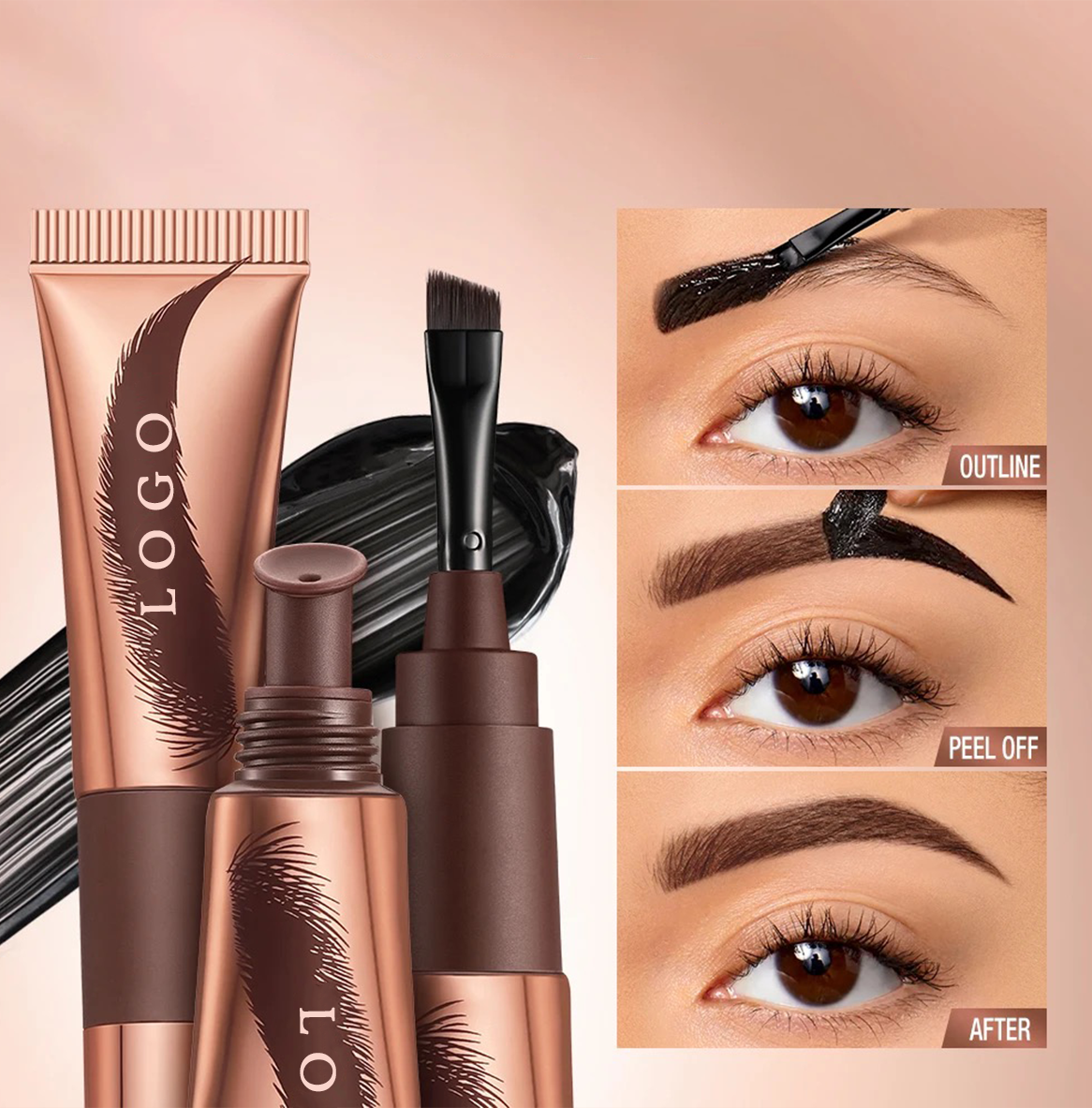 PRIVATE LABEL, 10,000 pcs Wholesale Luxury PREMIUM Quality Vegan, Cruelty Free 
Rose Gold Long Lasting Eyebrow Gel, Semi-Permanent Eyebrow Tattooing Enhancer 2 Shades