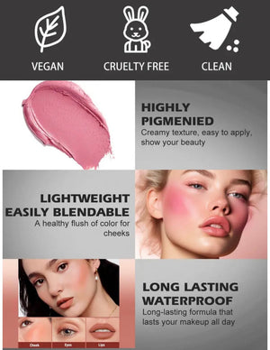 PRIVATE LABEL, 100pcs Wholesale Luxury PREMIUM quality Vegan, Cruelty Free, Ultra- Lux High Pigment Lightweight Rosy Flush Creamy Blush Stick, Custom High Quality Blush