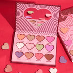 PRIVATE LABEL, 100pcs Wholesale Luxury PREMIUM Quality Vegan, Cute Pink High Pigmented Heart Palette with Mirror. 12 Shades.