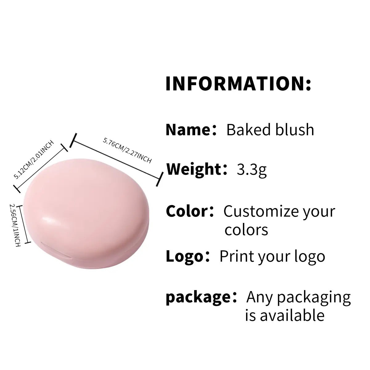 PRIVATE LABEL, 100pcs Wholesale Luxury PREMIUM Quality Vegan, Waterproof Glitter Compact Cream Powder Blush with Mirror, Long Lasting High Pigmented Blushes (Free Shipping)