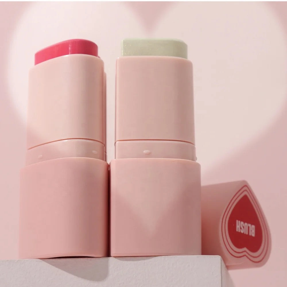 PRIVATE LABEL, 100pcs Wholesale Luxury PREMIUM Quality Vegan, Cruelty Free Heart Shape Creamy Blush on Stick, Organic Cheek Tinted Cosmetic Heart Blush