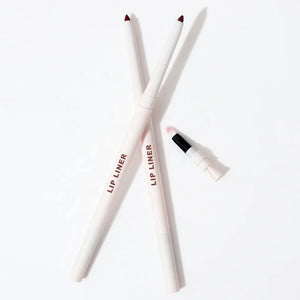 PRIVATE LABEL, 100pcs Wholesale Luxury PREMIUM Quality Vegan, Cruelty Waterproof White Retractable Creamy Lip Liner with Brush and Sharpener High Pigmented Lipliner Pencil