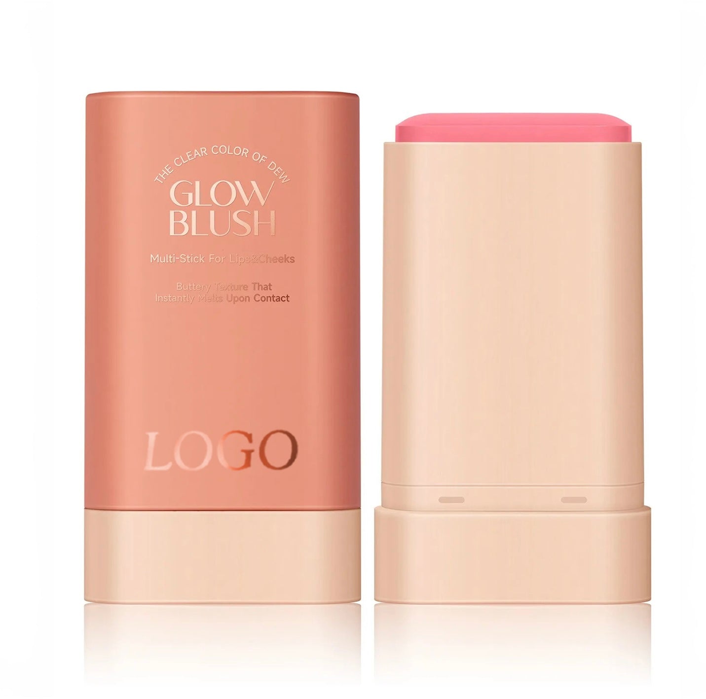 PRIVATE LABEL, 100pcs Wholesale Luxury PREMIUM Quality Vegan, Cruelty Free Rose Gold High Pigment Long Lasting Waterproof Cream Glow Blush Stick. 3 Shades