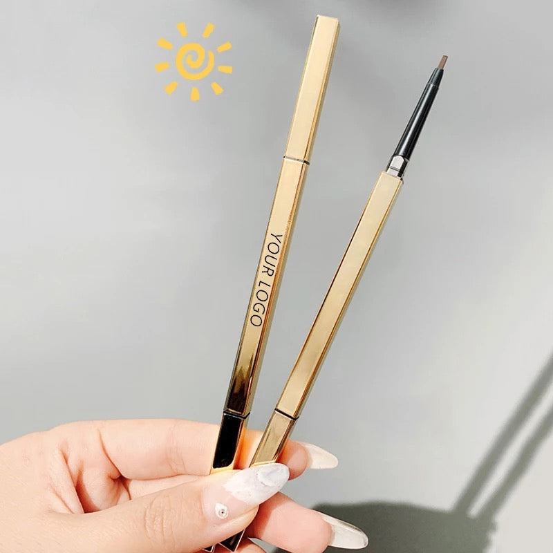 PRIVATE LABEL, 100pcs Wholesale Luxury PREMIUM Quality Vegan, Cruelty Free 
Gold Eyebrow Liner With Brush, Ultra Thin Waterproof Cream Brow Pencil 4 Shades