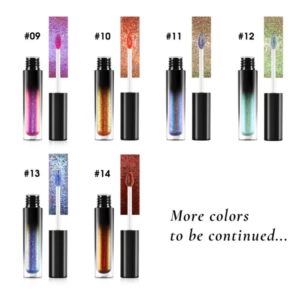 PRIVATE LABEL, 100 pcs Wholesale Luxury PREMIUM Quality Vegan, Cruelty Free, 
Waterproof, Transfer-proof, Long Lasting, High Pigmented Mesmerizing Multi-chrome Glitter Chameleon Lipgloss 14 Shades