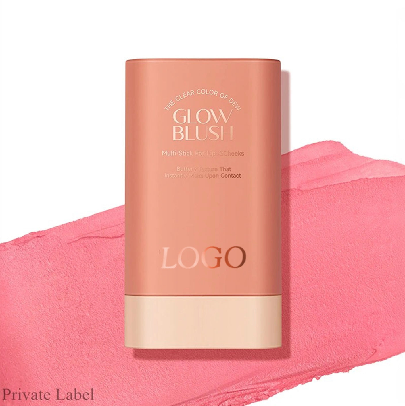 PRIVATE LABEL, 100pcs Wholesale Luxury PREMIUM Quality Vegan, Cruelty Free Rose Gold High Pigment Long Lasting Waterproof Cream Glow Blush Stick. 3 Shades