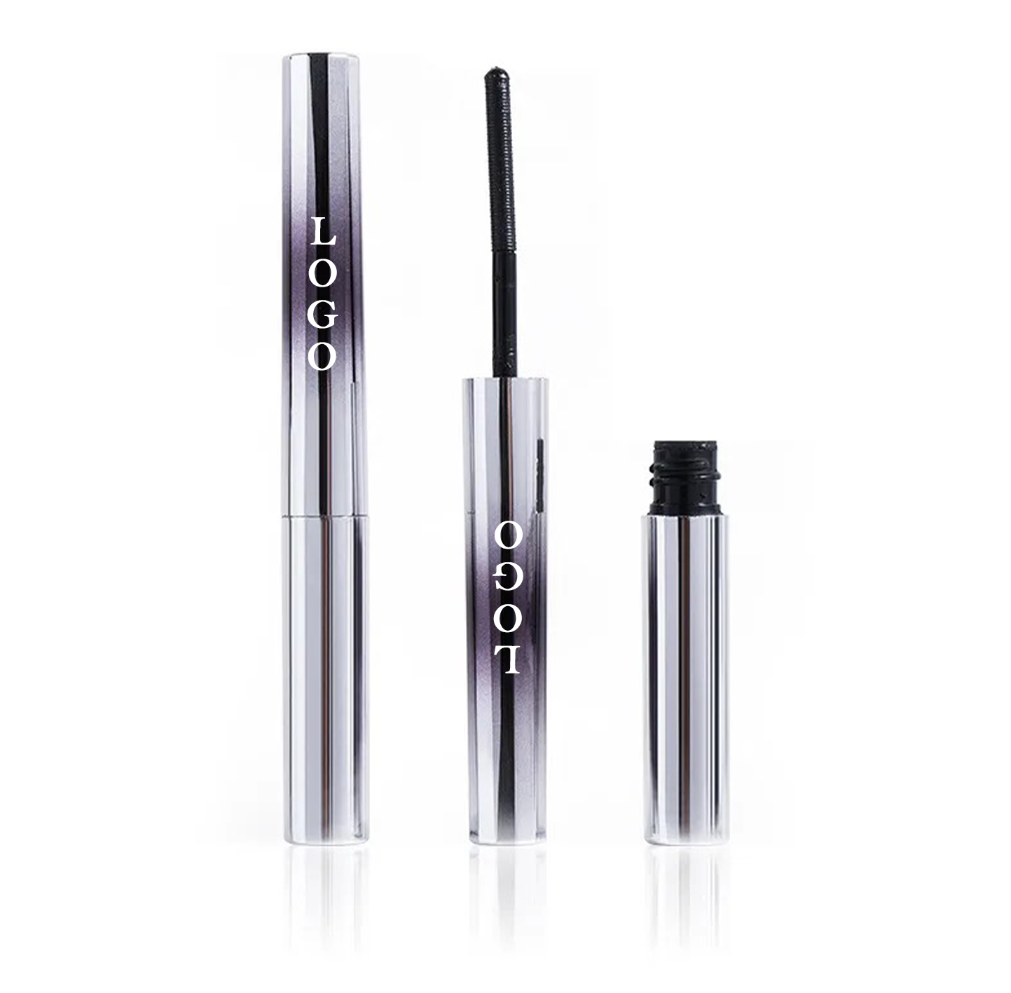 PRIVATE LABEL, 100 pcs Wholesale Luxury PREMIUM Quality Vegan, Cruelty Free 
Viral Metal Silver Plating Package, 4D Volume, Long Lasting Black Mascara with 360 Degree Self-Angled Threaded Brush for Even Coated Non-Clumping Lashes.