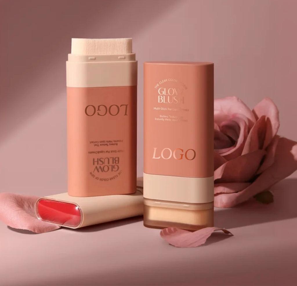 PRIVATE LABEL, 100pcs Wholesale Luxury PREMIUM Quality Vegan, Cruelty Free Rose Gold High Pigment Long Lasting Waterproof Cream Glow Blush Stick. 3 Shades