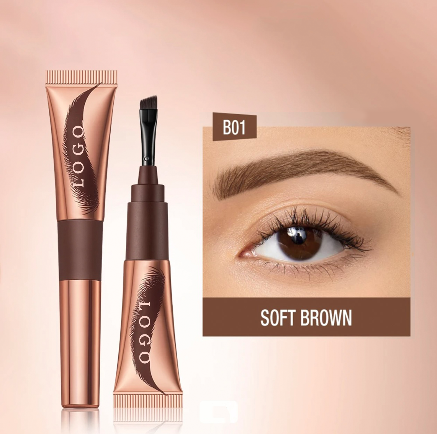 PRIVATE LABEL, 10,000 pcs Wholesale Luxury PREMIUM Quality Vegan, Cruelty Free 
Rose Gold Long Lasting Eyebrow Gel, Semi-Permanent Eyebrow Tattooing Enhancer 2 Shades