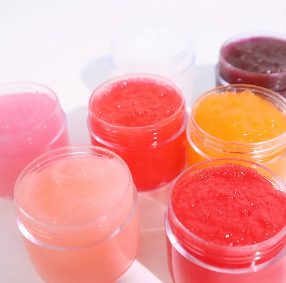 PRIVATE LABEL, 100pcs Wholesale Luxury PREMIUM Quality Vegan, Cruelty Free Fruit Flavor Lip Scrub, Exfoliating Sugar Colorful Lip Scrubs 8 Flavors