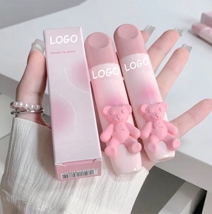 PRIVATE LABEL 100 Pcs Wholesale Luxury PREMIUM Quality Korean Cute Pink Bear Velvet Matte Long Lasting Liquid Lipstick