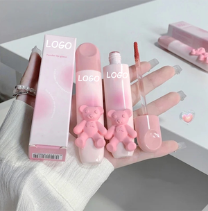 PRIVATE LABEL 100 Pcs Wholesale Luxury PREMIUM Quality Korean Cute Pink Bear Velvet Matte Long Lasting Liquid Lipstick