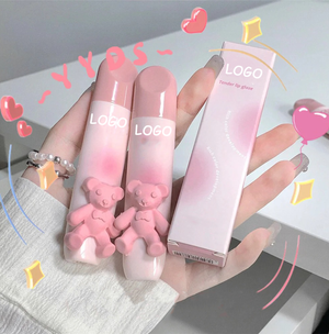 PRIVATE LABEL 100 Pcs Wholesale Luxury PREMIUM Quality Korean Cute Pink Bear Velvet Matte Long Lasting Liquid Lipstick