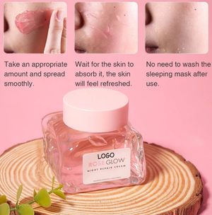 PRIVATE LABEL, Wholesale Luxury PREMIUM Quality Pre-Filled 200 Pcs Natural Rose Jelly Facial Sleeping Mask, Anti-aging Gel Mask