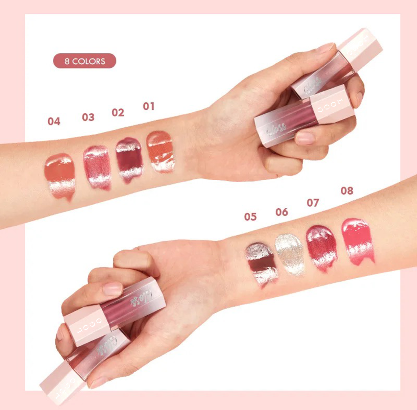 PRIVATE LABEL, 100pcs Wholesale Luxury PREMIUM Quality Vegan, Cruelty Free, Pink Packaging, Liquid Lipstick, Non-Stick Cup Lipgloss, Lip Glaze, Long Lasting Waterproof Juicy Lipgloss. 8 Shades