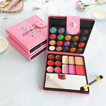 PRIVATE LABEL, 100 pcs Wholesale Luxury PREMIUM Quality Vegan, Cruelty Free, 
Custom Pink High Pigment Makeup Eyeshadow Palette Book, Print your Logo DIY Eyeshadow, Face Powder, Blush, Lipgloss Palette with Brush and Mirror 32 Colors