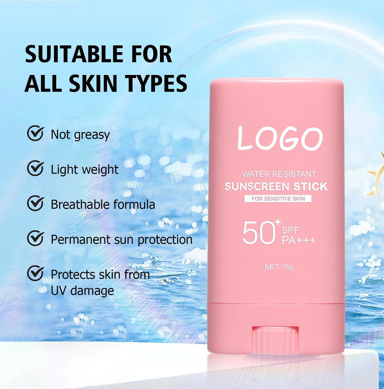 PRIVATE LABEL, Wholesale Luxury PREMIUM Quality Vegan Mineral Herbal SPF 50 Matte Sunscreen Stick for Sensitive Skin