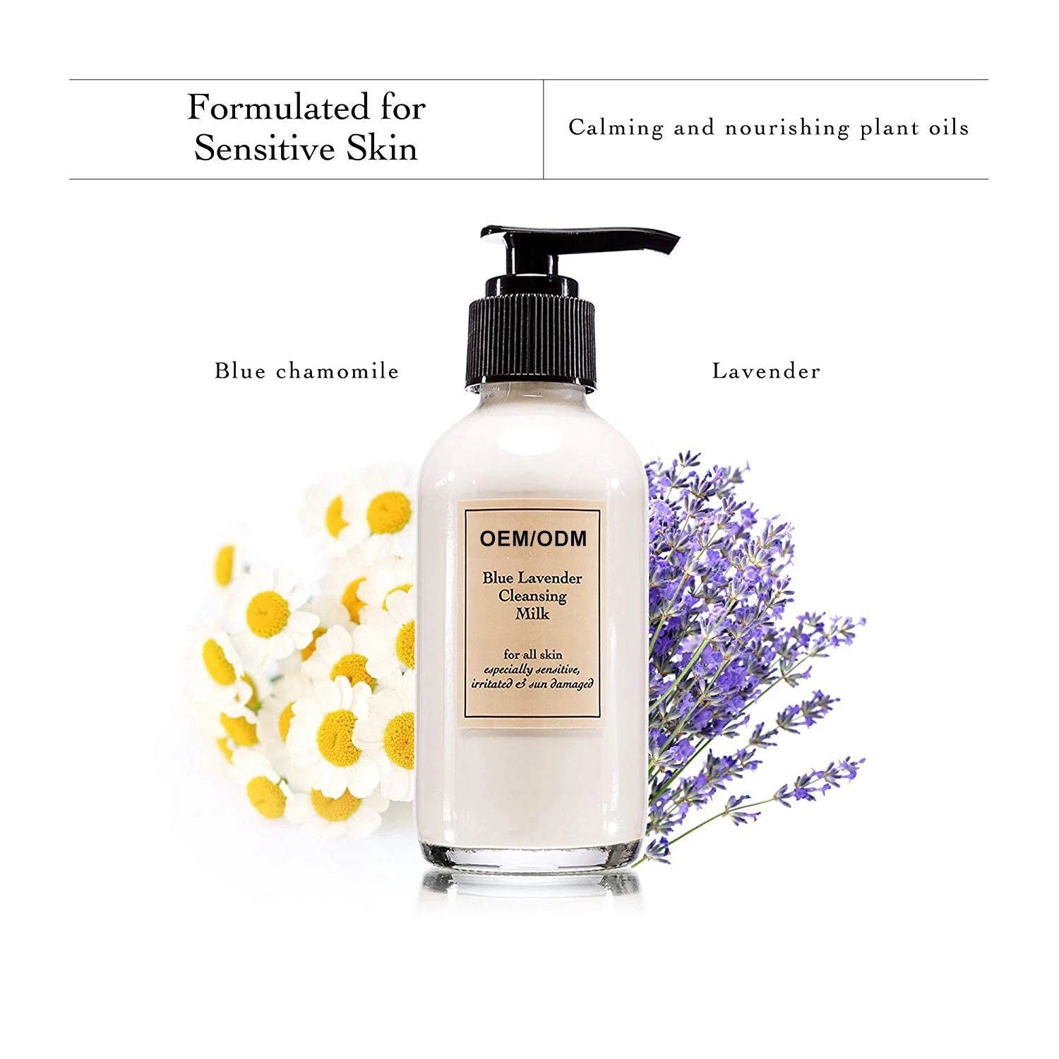 PRIVATE LABEL, Wholesale Luxury PREMIUM quality Deep Cleansing Organic Blue Lavender Cleansing Milk for All Skin Types 120ml (300 pcs)