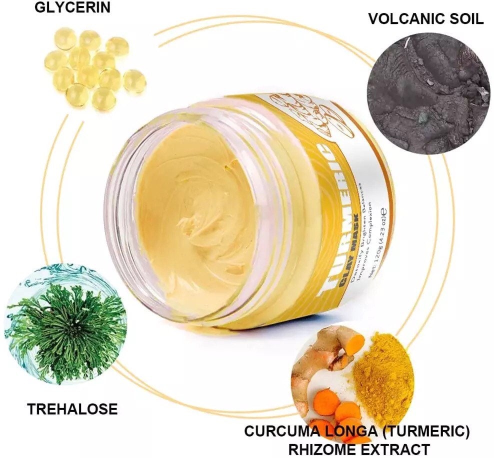 PRIVATE LABEL, Wholesale Luxury PREMIUM quality, Skin Brightening, Detoxifying, Complexion Improving Turmeric Clay Mask