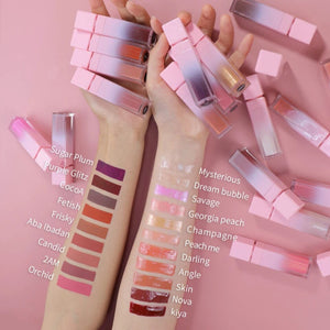 PRIVATE LABEL, 50 pcs Wholesale Luxury PREMIUM quality pre-filled Pink Tube Long Lasting Waterproof Matte Liquid Lipstick/Lipgloss 60 shades