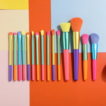 PRIVATE LABEL, Wholesale Luxury PREMIUM quality Fluffy Multicoloured Makeup Brushes. 15 pcs Cosmetic Set (Free Shipping)