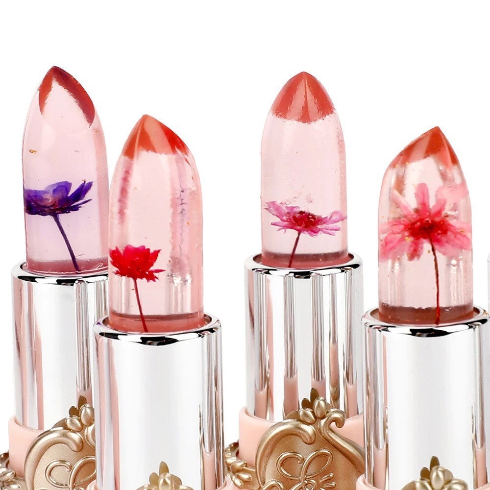 PRIVATE LABEL, 50 box set Wholesale Luxury PREMIUM quality Colour-changing Waterproof Jelly Flower Vegan Lipstick Set (6 shades Set)