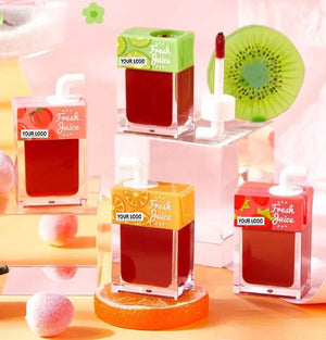 PRIVATE LABEL 500 Box Wholesale Luxury PREMIUM quality Moisturizing Cute Tinted Lip-Glaze Juice Boxes  (4 Flavours)
