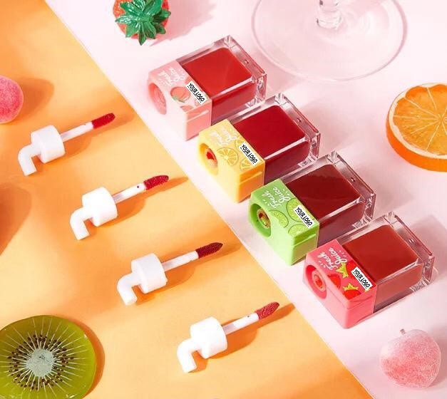 PRIVATE LABEL 500 Box Wholesale Luxury PREMIUM quality Moisturizing Cute Tinted Lip-Glaze Juice Boxes  (4 Flavours)