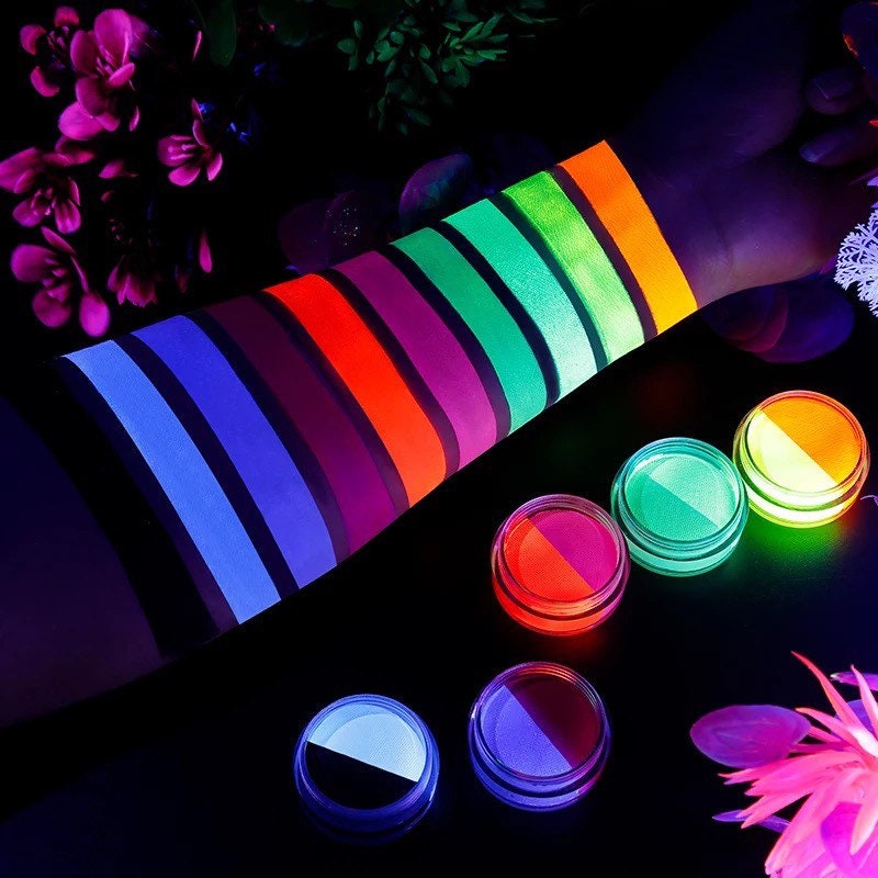 Private Label, 50pcs Wholesale PREMIUM Quality Neon Water Activated Eyeliner Rainbow Color Aqua UV Glow Blacklight Face Paint (5 Colours)