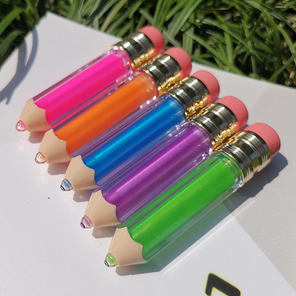 PRIVATE LABEL, 50 pcs Wholesale Luxury PREMIUM quality Custom Cute Vegan Pencil Lipgloss Kids Mixed Glossy Gloss