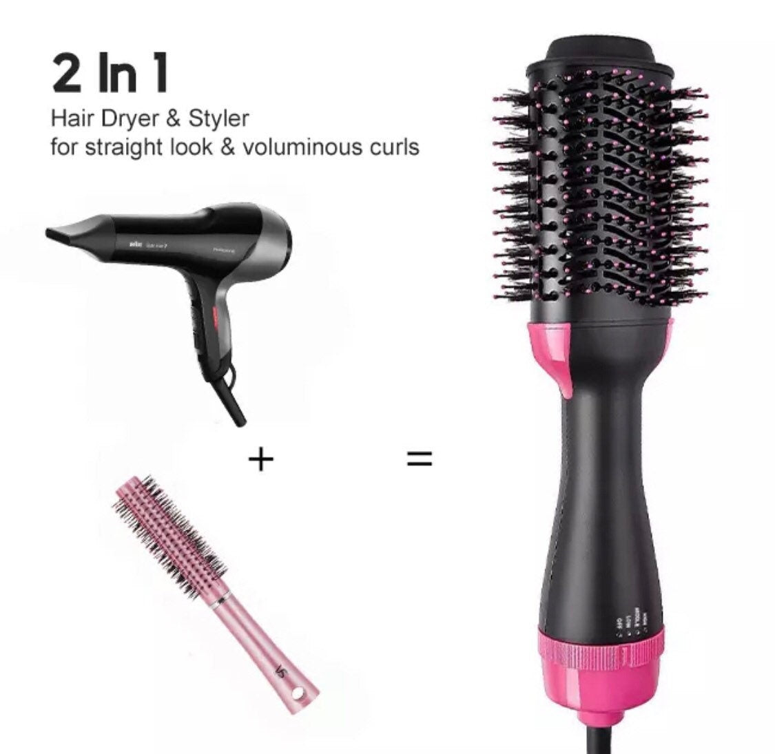 PRIVATE LABEL Wholesale Luxury PREMIUM quality Customizable 3-in-1 Hair Curling Brush/Blow-dryer/Straightener, Multifunctional Styler 300pcs