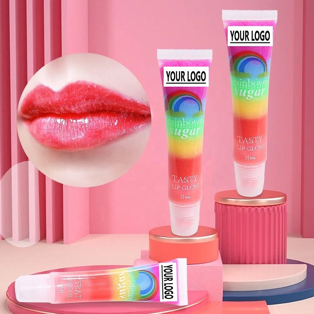 PRIVATE LABEL, 100 display box sets Wholesale Luxury PREMIUM quality Lipgloss Vendor Rainbow Sugar Tasty Lipgloss 25 pcs per set