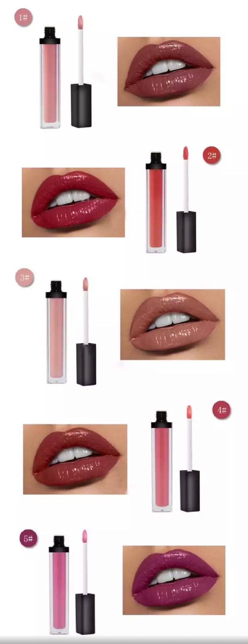 PRIVATE LABEL, Wholesale Luxury PREMIUM quality pre-filled waterproof, Long Lasting Glossy Liquid Lipstick 17 colours (Free Shipping)