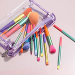 PRIVATE LABEL, Wholesale Luxury PREMIUM quality Fluffy Multicoloured Makeup Brushes. 15 pcs Cosmetic Set (Free Shipping)