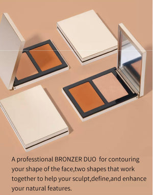 PRIVATE LABEL 50 piece, Wholesale Luxury PREMIUM quality, Bronzer Contour Compact Pressed Powder Duo (7 types)