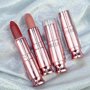 PRIVATE LABEL, Wholesale Luxury PREMIUM quality Rose Pink pre-filled Nude Velvet Lightweight Moist Waterproof Matte Lipstick. 14 Shades