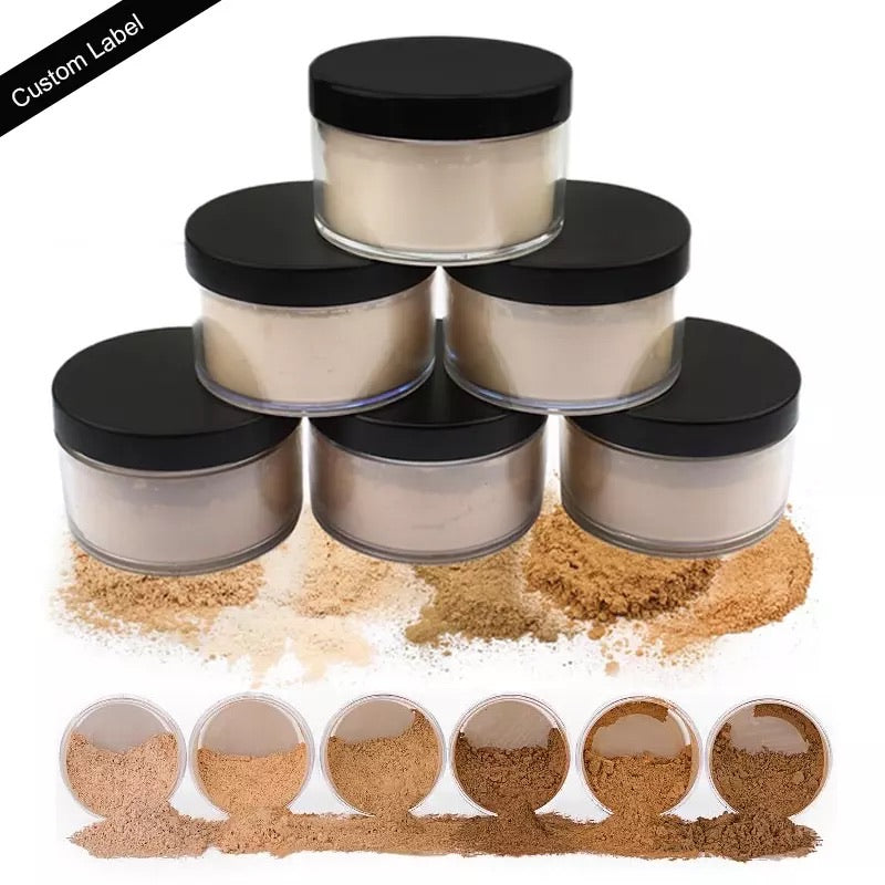 PRIVATE LABEL 100 piece, Wholesale Luxury PREMIUM quality,Matte Finishing Loose Setting Face Powder, Long Lasting and Concealing  (6 shades)