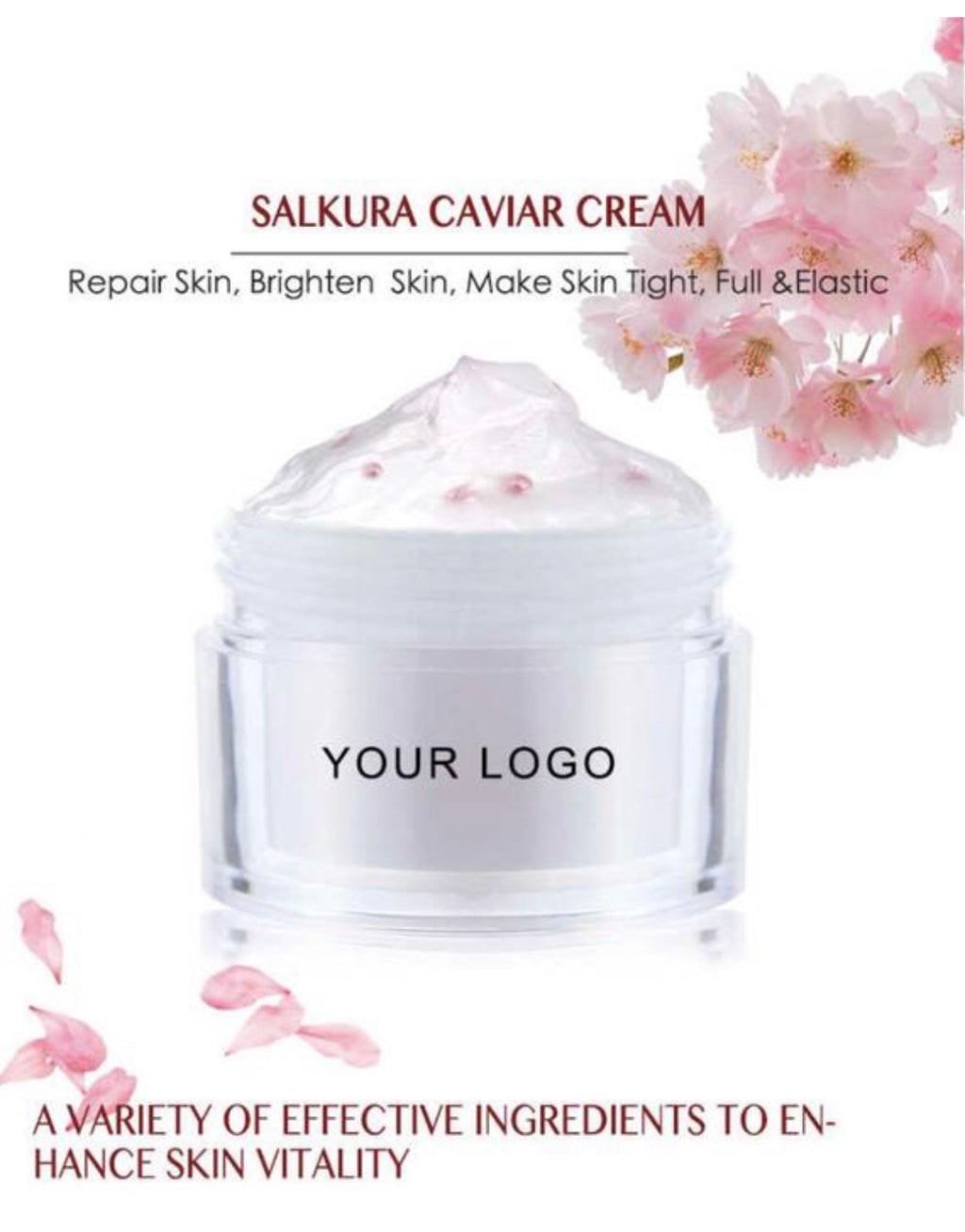 PRIVATE LABEL, Wholesale Luxury PREMIUM quality Ice-cream moisturizing repair brighten advanced Sakura caviar evening skin tone cream