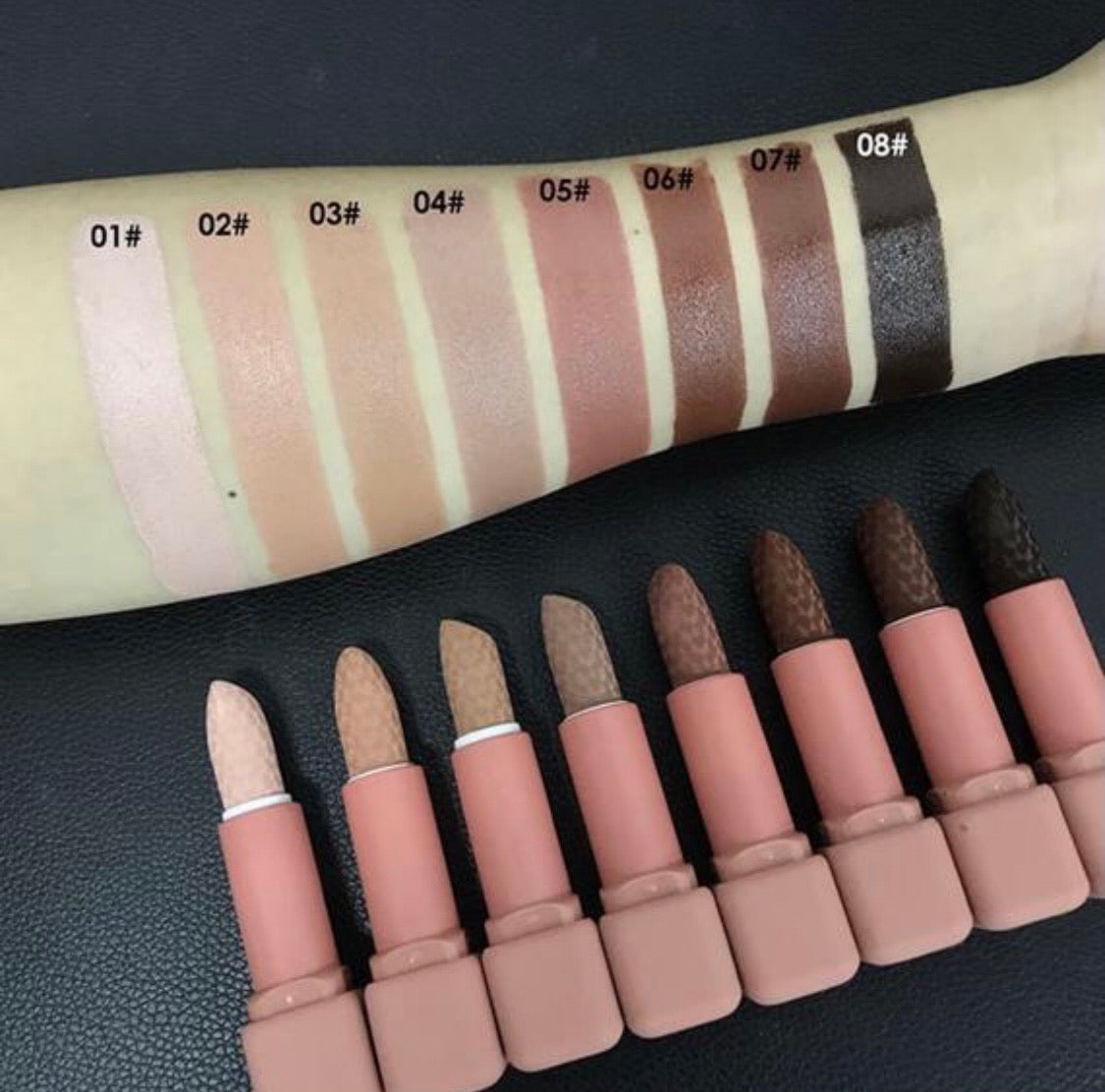 PRIVATE LABEL, Wholesale Luxury PREMIUM quality pre-filled Waterproof Nude Matte Vegan Lipstick. 8 colours (Free Shipping)