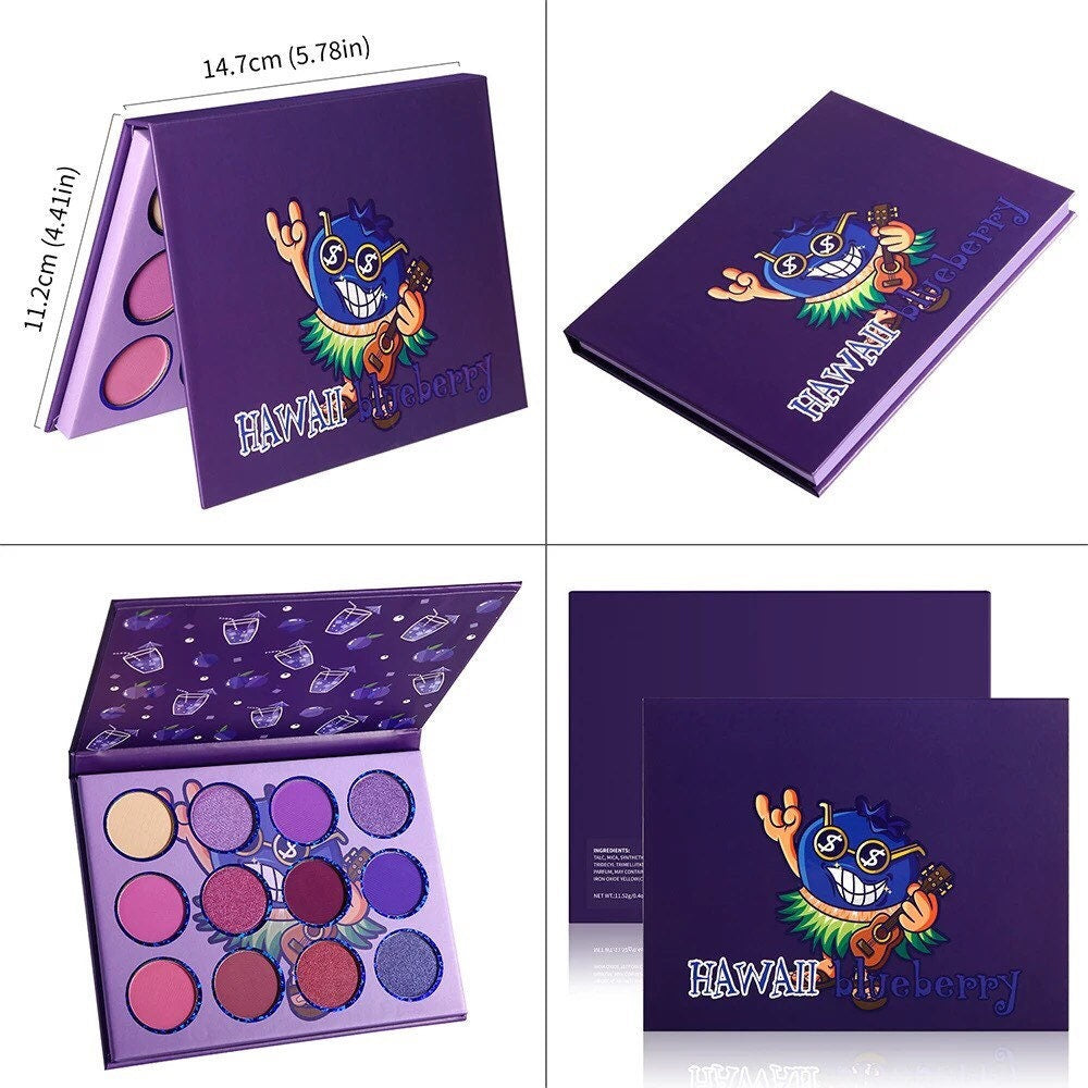PRIVATE LABEL, Wholesale PREMIUM 50 Piece, Blueberry Cosmetic Multicoloured Fruit Inspired Eyeshadow Palettes, 5 Colours.
